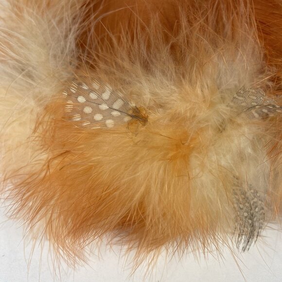 Vtg 1950s Schiaparelli Paris Satin & Feathers Cocktail Hat Size 22 Orange main image 7